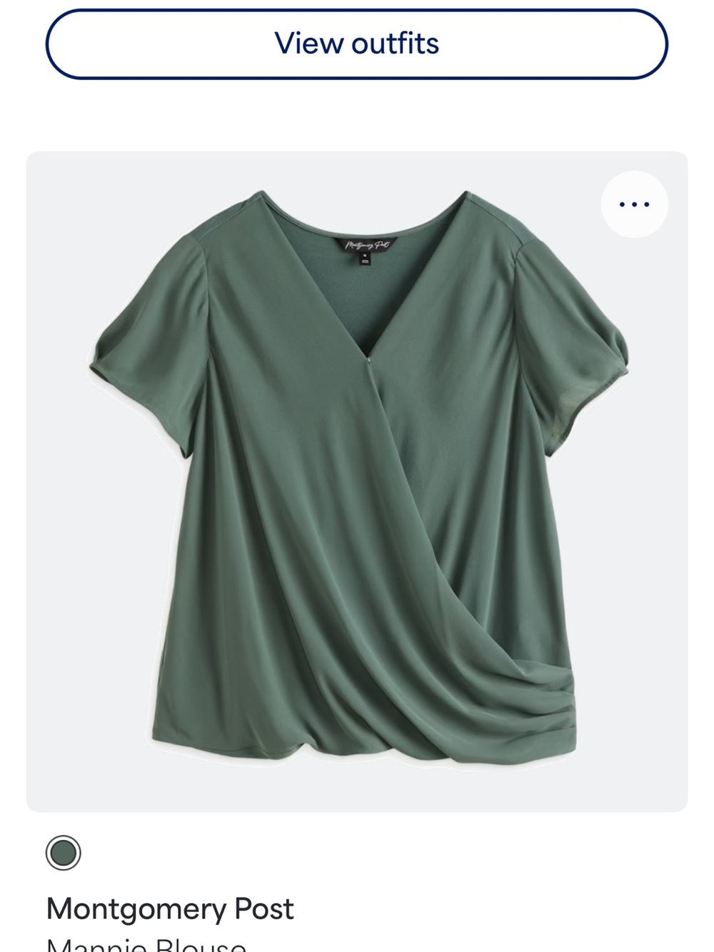 Moss Green Faux-Wrap V-Neck Blouse